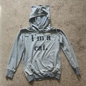 Grey "I'm a cat." Hooded Pullover with Cat Ear Hoodie